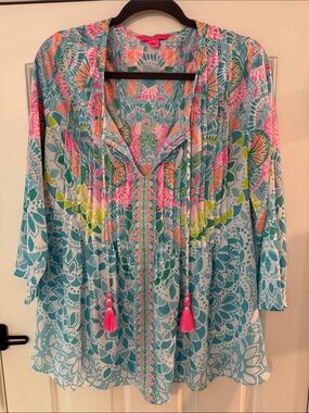 Lilly Pulitzer Tropical Print Dress in Turquoise, Pink, Coral